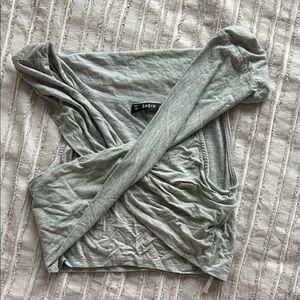 SHEIN Light Gray Women's Wrap Shirt